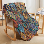 Vintage Bohemian Throw Blanket Colorful Mandala Indian Pattern Blanket for Sofa Bed Couch Chair Or Dorm 40"x50"