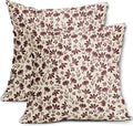 Burgundy Floral Pillow Covers 16x16 Set of 2 Vintage Rustic Old Style Cute Small Flower Burgundy Red Cream Print Decorative Outdoor Pillowcases Farmhouse Throw Cushion Case Decor for Couch Sofa Bed