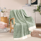 WRENSONGE Throw Blanket Cationic Dyeing Green Soft Cozy Fluffy Warm Hand Made Weave Throw Blankets for Couch, Sofa, Chair, Bed, Camping, Picnic, Travel Lightweight Bed Blanket - 60"x80"