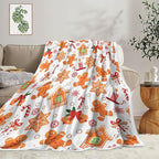 Christmas Throw Blanket Flannel Blankets Warm and Soft Gingerbread Cozy Fuzzy Winter Throws for Couch Sofa 50x60 Inch