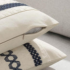 MIULEE Set of 2 Navy Blue Boho Decorative Pillow Covers 18x18 Inch Farmhouse Rustic Couch Throw Pillows Modern Spring Cotton Cushion Covers Retro Cute Macrame Woven Home Decor for Bed Sofa Chair