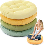 Jerify Floor Pillow Cushions Large Round Square Large Meditation Floor Pillow for Classroom Adult Meditation Picnic Party Seating Learning Daycare School(Round,Yellow-Green,4 Pcs)