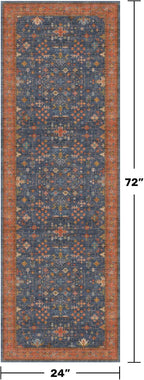 Navy Blue Runner Rug 2x6 for Kitchen, Hallway, Mudroom, Laundry Room, Bathroom, Washable Non Slip Non Skid Rubber Backing Low Pile Stain Resistance
