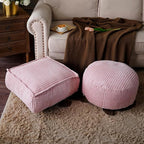 SUTAVIA Pouf Ottoman Cover Unstuffed Pouf Seat Decorative Soft Storage Bean Bag 20x20x8 Inches Square Floor Footrest for Living Room Bedroom (Dusty Pink, Square)