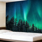 Atrippy Northern Lights Forest Wall Tapestry for Bedroom Living Room, Nature Starry Night Calming Aurora Borealis Wall Hanging, Winter Space Tapestry Ceiling Decor for Dorm Men 51"X60"