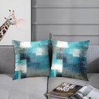 Britimes Throw Pillow Covers Modern Home Art Decor, 18 x 18 Inches Set of 2 Pillow Cases Decorative, Abstract Oil Painting Pillowcases for Bedroom, Living Room, Teal Peacock Blue