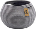 Goodpick Cute Round Cotton Rope Basket Woven Towel Baskets Bathroom Small Dog Toy&Cat Toy Storage Basket for Children Corner Plant Baskets Shelf Indoor, Gray, 10"D x 8.3"H