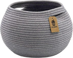 Goodpick Cute Round Cotton Rope Basket Woven Towel Baskets Bathroom Small Dog Toy&Cat Toy Storage Basket for Children Corner Plant Baskets Shelf Indoor, Gray, 10"D x 8.3"H