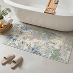 GENIMO 2X5 Washable Modern Runner Rug for Hallway, Non-Slip Low Pile Chenille Print Rug, Soft Rugs for Indoor Entryway Kitchen Corridor, Sage Mist