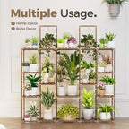 Bamworld Large Plant Shelf Plant Stand Indoor 62.2" Tall Outdoor Plant Holder Wood for Multiple Plants Hanging Plant Rack for Living Room Garden Balcony