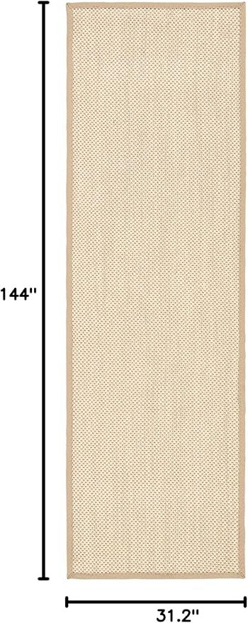 SAFAVIEH Natural Fiber Collection Runner Rug - 2'6" x 12', Maize & Linen Color, Sisal, Woven Design with Border (NF141B)