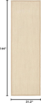 SAFAVIEH Natural Fiber Collection Runner Rug - 2'6" x 12', Maize & Linen Color, Sisal, Woven Design with Border (NF141B)