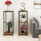 32 inch Tall Metal Wood Plant Stand, Tier Potted Plant Shelf for Indoor, Flower Pot Holder for Corner Living Room Patio Balcony Garden, Kitchen and Bathroom Display Rack, Brown