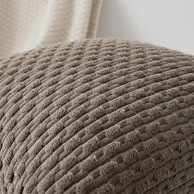 Kevin Textile 14x22 Inch Pillow Cover 1 Pack Boho Decorative Soft Striped Corduroy Lumbar Farmhouse Color Accent Rectangle Cushion Case for Living Room Couch Sofa Bed, Light Brown