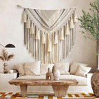 Jakalin Large Macrame Wall Decor Panels Handmade Wall Art Home Living Room Bedroom Decor,47" Wx 55" L