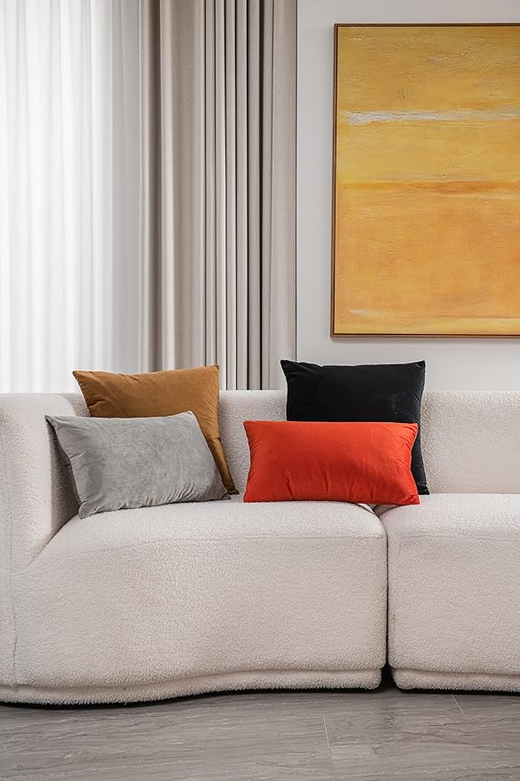 Lumbar Pillow Covers 12x20 Burnt Orange: Pack of 2 Cozy Soft Velvet Rectangular Modern Luxury Decorative Throw Pillow Cases for Sofa Couch Living Room Bed Home Decor