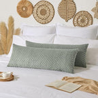 Kevin Textile 20x54 Inch Long Body Lumbar 1 Pack Boho Decorative Throw Pillow Cover Soft Striped Corduroy Rectangle Cushion Case Farmhouse Accent for Living Room Couch Sofa Bed, Greyish Green