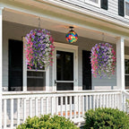 INQCMY Artificial Fake Hanging Plants Flowers Basket for Spring Outdoor Outside Porch Decoration,UV Resistant Faux Silk Flower in Planter for Home Patio Balcony Garden Yard Decor,Mixed Color