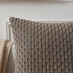 Kevin Textile 12x20 Inch Pillow Cover 1 Pack Boho Decorative Soft Striped Corduroy Lumbar Farmhouse Color Accent Rectangle Cushion Case for Living Room Couch Sofa Bed, Light Brown