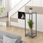34" Tall Plant Stand Indoor, 2-Tier Modern Plant Shelf, Corner Flower Pot Holder Organizer for Living Room Balcony Patio Garden (Oak Grey)