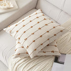 Boho Throw Pillow Covers 20x20 Set of 2 Modern Farmhouse Decorative Cushion Case Tufted Square Pillows Cover Neutral Pillow Cases Accent Pillowcase for Sofa,Couch,Bed,Beige and Brown