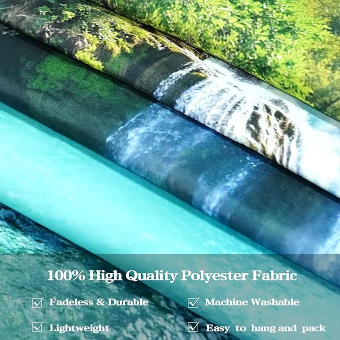 Zussun Nature Forest Tree Tapestry Flowing Waterfall Green Jungle Tapestry for Bedroom Aesthetic Teal Lake Landscape Large Tapestries Wall Hanging for Dorm Living Room Decor 90 x 68 Inch