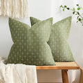 MIULEE Pack of 2 Decorative Burlap Linen Spring Throw Pillow Covers Farmhouse Pillowcases Modern Rustic Woven Textured Cushion Cover for Sofa Couch Bed 18x18 Inch Sage Green