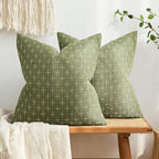 MIULEE Pack of 2 Decorative Burlap Linen Spring Throw Pillow Covers Farmhouse Pillowcases Modern Rustic Woven Textured Cushion Cover for Sofa Couch Bed 24x24 Inch Sage Green