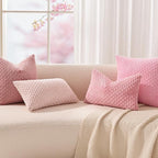 Kevin Textile Valentines Day 12x24 Inch Pillow Cover 1 Pack Boho Decorative Soft Striped Corduroy Lumbar Farmhouse Accent Rectangle Cushion Case for Living Room Couch Sofa Bed, Dark Pink