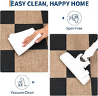 GarveeHome Checkered Easy Jute Area Rug 10x13 Machine Washable Non-Slip Stain Resistant Indoor Outdoor Rugs for Living Room, Bedroom, Kitchen, Dining, Patio Farmhouse Style Black Tan