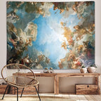 Sanzugh Retro Renaissance Tapestry, Vintage Greek Mythology Painting Art Ceiling Tapestries Wall Hanging for Bedroom College Dorm Living Room Office Decor 80X60, Unique Baroque Angel Poster Blanket