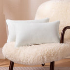 Amazon Basics Faux Linen Throw Pillow Covers with Hidden Zipper Closure, 12 × 20in, White, Pack of 2