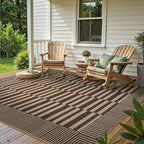 Beevia Striped 8x10 Neutral Jute Rug, Washable Modern Outdoor Rugs for Patio, Farmhouse Decor Non-Slip Large Carpet for Living Room Deck Backyard (Nature, 8x10ft)