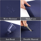 HappyTrends Kitchen Mat,17.3"x28"+17.3"x60" Navy, Cushioned Comfort Anti-Fatigue Waterproof Floor Mat Kitchen Rugs, Thick Perfect Ergonomic Foam Standing mat for Kitchen, Home, Office, Laundry
