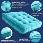 Floor Pillow Set of 2, Memory Foam Meditation Cushion, Floor Cushions for Adults Sitting, Large Square Seat Cushions for Yoga, Couch, Sofa, Kids, Living Room, 20x20 Inch (Blue)