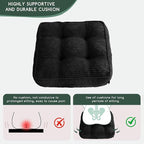 HIGOGOGO Tufted Corduroy Recliner Seat Cushion for Elderly, 20x20x6 Inch Extra Large Square Seat Cushion for Recliner Chair, Floor Pillow, Office Chair, Car, No Pressure on Thighs, Black