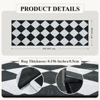 Beeiva Checkered Print Black Bathroom Runner Rug 2x6, Washable Ultra Thin Non Slip Laundry Room Rug Moroccan Stain Resistant Kitchen Runner, Modern Trellis Carpet for Hallway Bedroom Entryway Decor