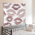 WNAGT Trendy Black and White Kiss Lips Tapestry Wall Hanging, Funky Makeup Wall Decor, Fashion Aesthetic Wall Blanket Decor for Girls Room College Dorm Makeup Room Beauty Room, 50x60 Inch