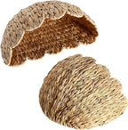 Scalloped Hanging Wicker Baskets for Wall, Scalloped Home Decor, Hanging Woven Rattan Wall Basket for Flowers Front Door Bathroom Storage (Water Hyacinth 1PC)