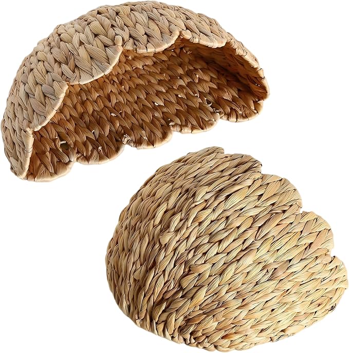 Scalloped Hanging Wicker Baskets for Wall, Scalloped Home Decor, Hanging Woven Rattan Wall Basket for Flowers Front Door Bathroom Storage (Water Hyacinth 1PC)