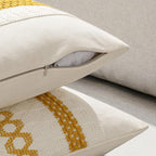 MIULEE Set of 2 Mustard Yellow Boho Decorative Pillow Covers 16x16 Inch Farmhouse Rustic Couch Throw Pillows Modern Cotton Cushion Covers Retro Cute Macrame Woven Spring Home Decor for Bed Sofa Chair