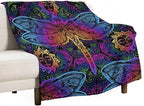 Mandala Boho Throw Blanket Colorful Dragonfly Sun Bohemian Blanket for Sofa Bed Couch Chair Or Dorm 70"x80"