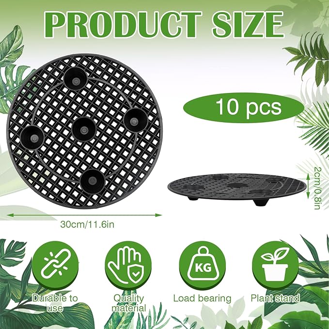 Zynery 10-Piece Planter Stands for Indoor & Outdoor Plants - Elevator Trays & Saucers for Pots (11.8in)
