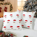 2 Pcs Christmas Tufted Throw Pillow Covers 18 x 18 Inch Cute Santa Claus Soft Dutch Velvet Pillowcase Xmas Red White Square 3D Embroidery Cushion Cover Winter Holiday Decor for Sofa Couch Bed