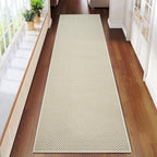 2x8 ft Hallway Runner Rug Extra Long Boho Woven Kitchen Runner Rugs Mat Non Slip Washable, Soft Entryway Laundry Hall Floor Runner Carpet for Indoor Backdoor Bedroom Hallway Living Room, Beige