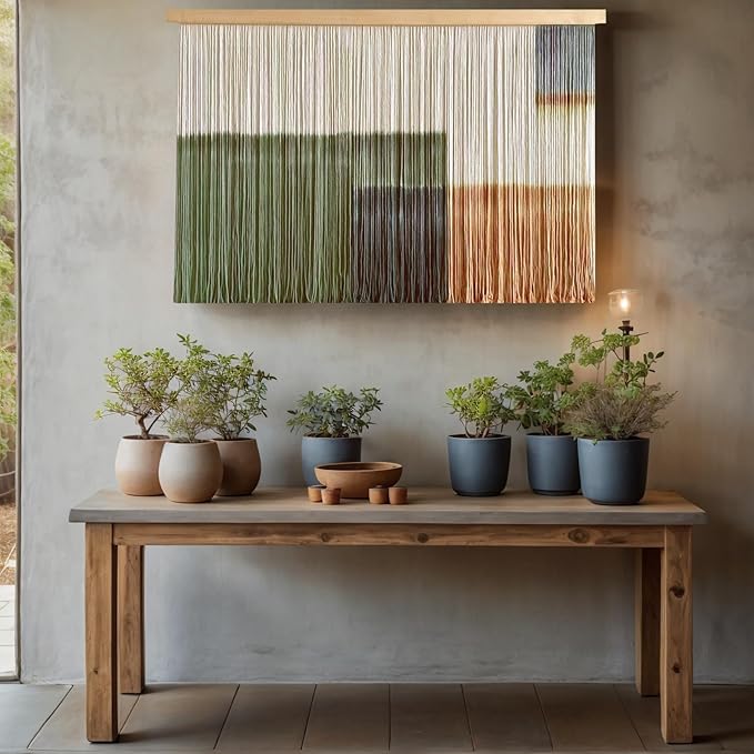 laddawan Extra Large Macrame Wall Hanging Dip-Dyed Tapestry Modern Wooden Home Wall Art for Living room Boho Handmade Wall Decor for Bedroom (Green1)