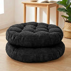 Large Floor Pillow for Adults, 22x22" Memory Foam Floor Cushion with Corduroy Cover, Square Floor Sitting Cushions for Meditation, Lounge,Seating for Yoga, Tatami Living Room (2, Round-Black)
