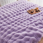 EMME Faux Fur Blanket King Size Purple - Big Bubble Rabbit Cozy Blanket for Couch, Thick Furry Plush Shaggy Blankets, 650GSM, 108x90 Inches