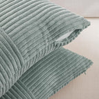 Fancy Homi 2 Packs Grey Blue Euro Decorative Throw Pillow Covers 28x28 Inch for Couch Bed Sofa, Rustic Farmhouse Boho Home Decor, Soft Corss Corduroy Patchwork Textured Square Cushion Case 71x71 cm