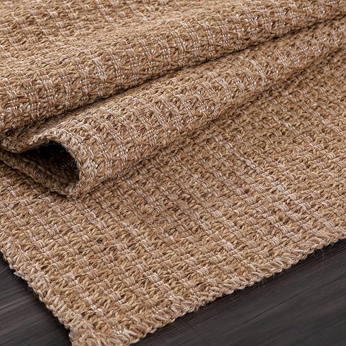 Easy Jute Rug 4x6 Indoor Outdoor Natural Rugs Solid Fiber Rug Woven Area Rug Boho Easy Clean Inside Carpet for Living Room Bedroom Dining Room Hallway or Outdoor Patio Porch (4 X 6 Natural)
